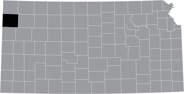 Kansas Federal Eyaleti Nin Gri Haritasında Sherman County Nin Siyah — Stok Vektör