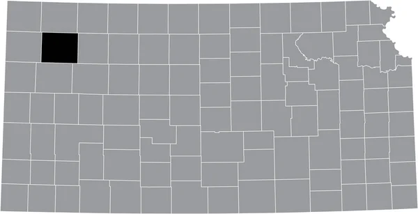美国堪萨斯州托马斯县灰色地图内的黑色醒目位置图 — 图库矢量图片