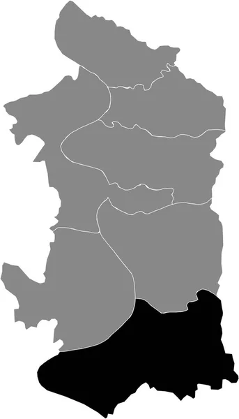 Black Location Map Duisburger Duisburg Південний Район German Regional City — стоковий вектор