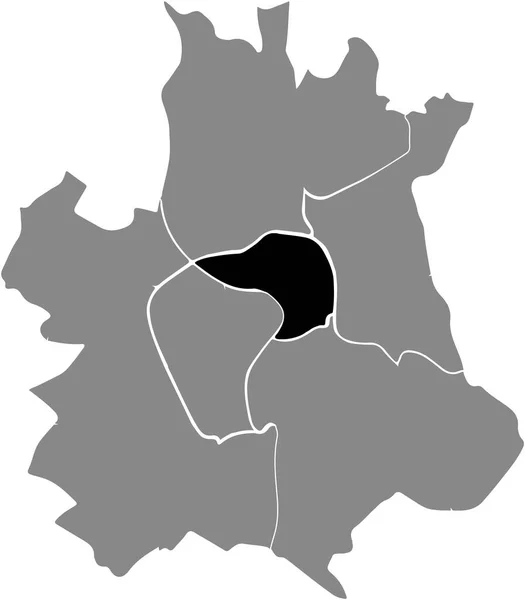 Mapa Localização Preto Setor Toulousain Distrito Toulouse Centre Centro Dentro — Vetor de Stock