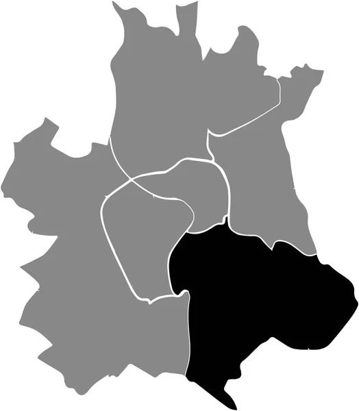 Mappa Della Posizione Nera Del Distretto Tolosa Settore Tolosa Sud — Vettoriale Stock