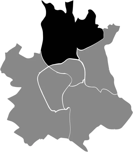 Mappa Geografica Nera Del Distretto Tolosa Settore Tolosa Nord Nord — Vettoriale Stock