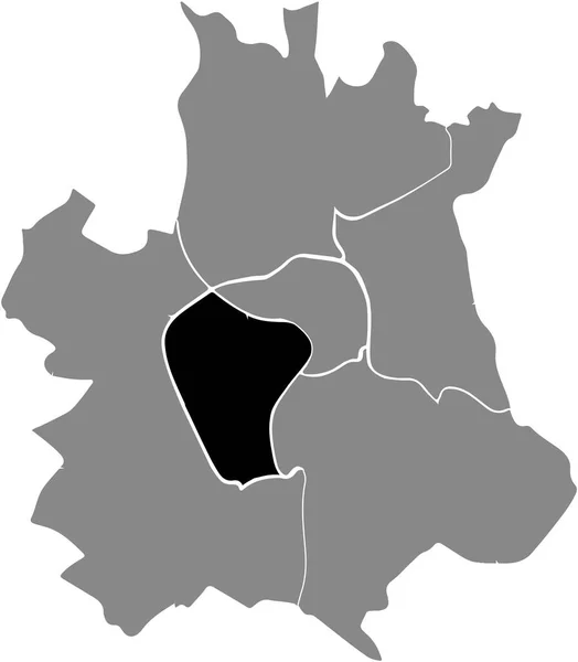 Mappa Nera Tolosa Settore Tolosa Distretto Gauche Rive All Interno — Vettoriale Stock