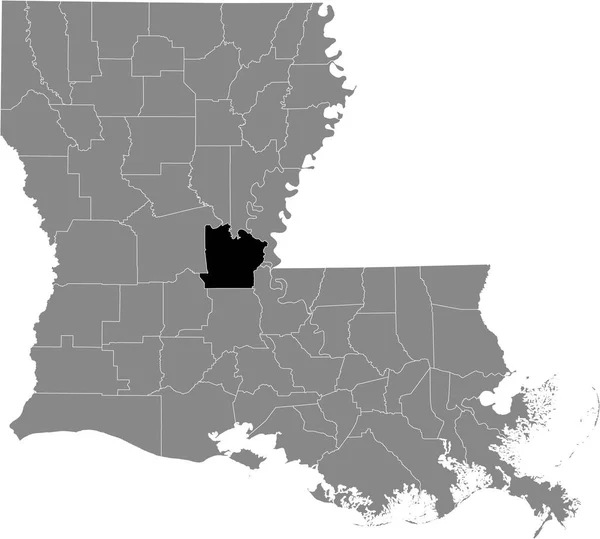 Preto Destaque Mapa Localização Paróquia Avoyelles Dentro Mapa Cinza Estado — Vetor de Stock