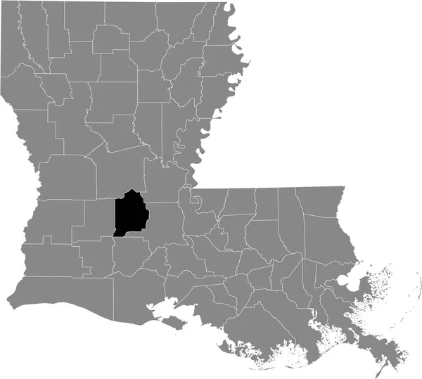 美国路易斯安那州灰度地图内Evangeline教区的黑色醒目位置图 — 图库矢量图片