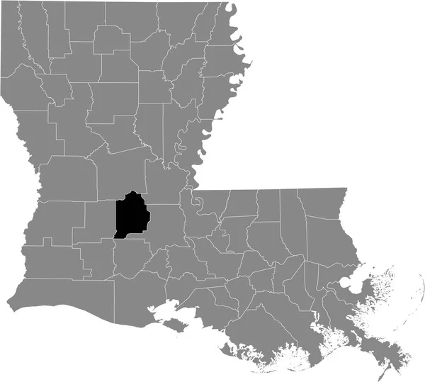 Svart Markerad Plats Karta Över Evangeline Parish Inuti Grå Karta — Stock vektor