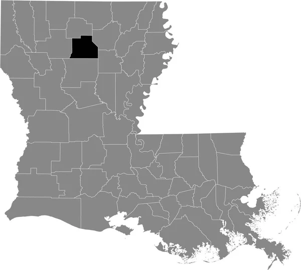 Czarna Zaznaczona Mapa Parafii Jacksona Wewnątrz Szarej Mapy Stanu Luizjana — Wektor stockowy