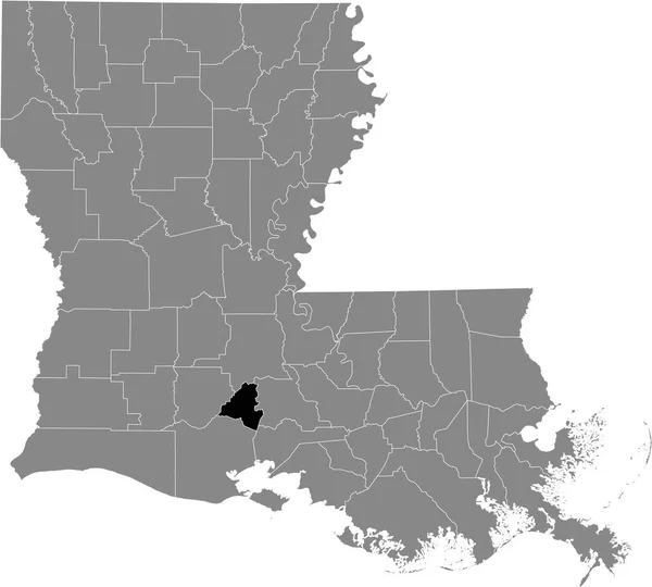 アメリカ合衆国ルイジアナ州の灰色の地図の中のラファイエット郡の黒いハイライトされた位置図 — ストックベクタ
