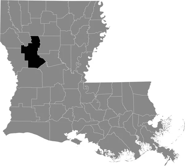 Mappa Nera Della Parrocchia Natchitoches All Interno Della Mappa Grigia — Vettoriale Stock