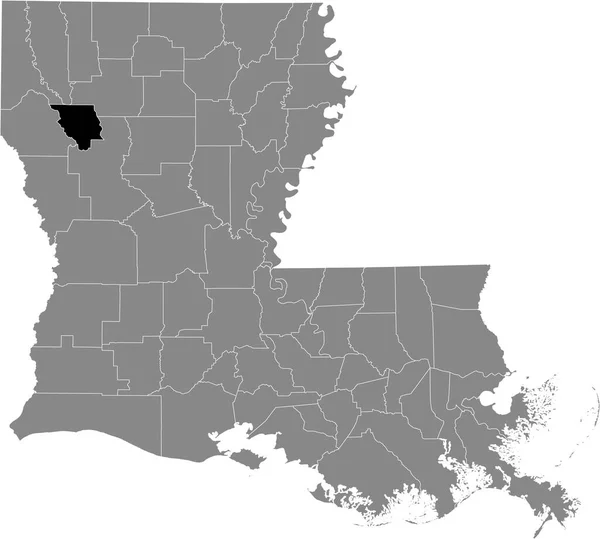 アメリカ合衆国ルイジアナ州の灰色の地図の中のレッド川教区の黒いハイライトされた場所の地図 — ストックベクタ