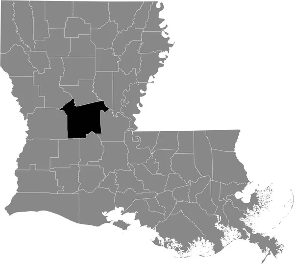Czarna Mapa Lokalizacji Parafii Rapides Wewnątrz Szarej Mapy Kraju Związkowego — Wektor stockowy