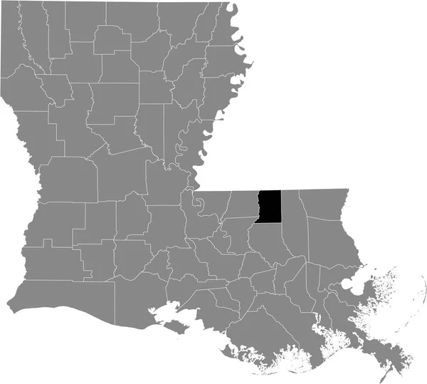 アメリカ合衆国ルイジアナ州の灰色の地図の中にあるセントヘレナ教区の黒いハイライトされた場所 — ストックベクタ