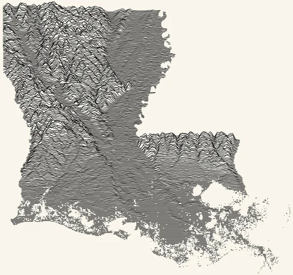 Mapa Topográfico Luz Del Estado Federal Luisiana Con Líneas Contorno — Vector de stock