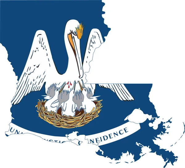Mapa Simples Bandeira Plana Estado Federal Louisiana Eua — Vetor de Stock