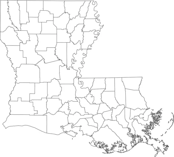 Mapa Vetorial Branco Branco Estado Federal Louisiana Eua Com Fronteiras —  Vetores de Stock