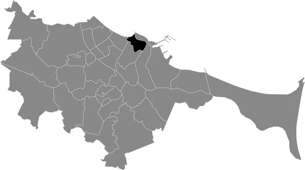 Mapa Ubicación Negro Del Distrito Gdaski Nowy Port Gdansk Capital — Vector de stock