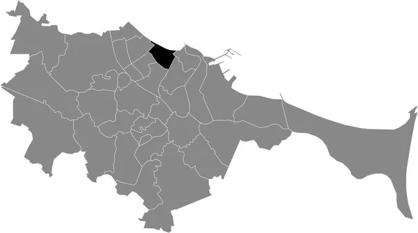 Mapa Localização Preto Distrito Gdaski Brzeno Dentro Capital Regional Polonesa —  Vetores de Stock