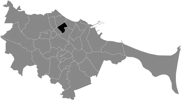 波兰Gdansk地区首府内Gdaski Zaspa Rozstaje区的黑色位置图 — 图库矢量图片