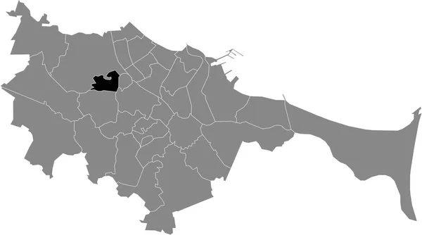 Mapa Ubicación Negro Del Distrito Gdaski Vii Dwr Dentro Capital — Archivo Imágenes Vectoriales