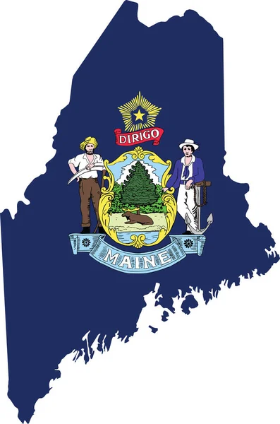 Semplice Mappa Bandiera Piatta Dello Stato Federale Del Maine Usa — Vettoriale Stock