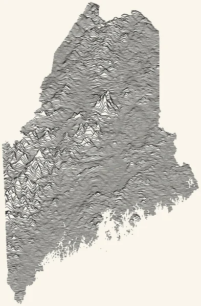 Mapa Topográfico Luz Del Estado Federal Maine Con Líneas Contorno — Archivo Imágenes Vectoriales