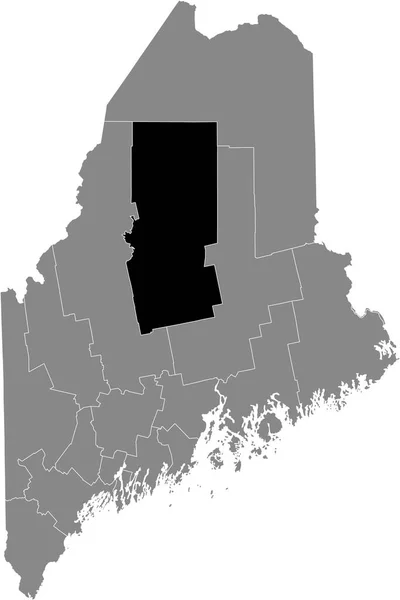 Zwart Gemarkeerde Kaart Van Locatie Van Piscataquis County Grijze Kaart — Stockvector