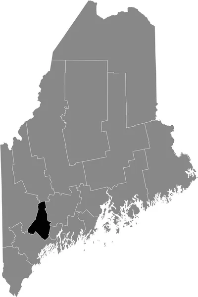 Preto Destaque Mapa Localização Condado Androscoggin Dentro Mapa Cinza Estado —  Vetores de Stock