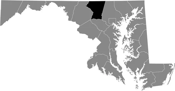 Preto Destaque Mapa Localização Condado Carroll Dentro Mapa Cinza Estado — Vetor de Stock