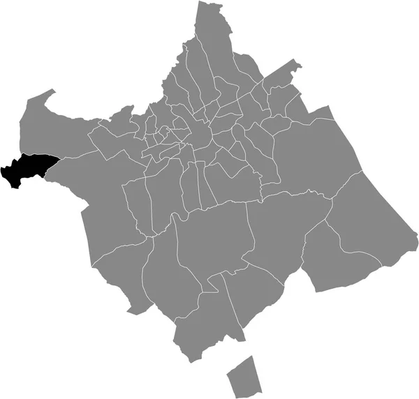 Mapa Negro Del Barrio Murciano Barqueros Dentro Del Municipio Español — Vector de stock