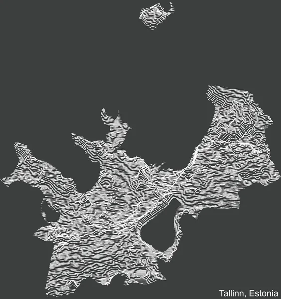 Mapa Topográfico Relevo Negativo Cidade Tallinn Estónia Com Linhas Contorno — Vetor de Stock