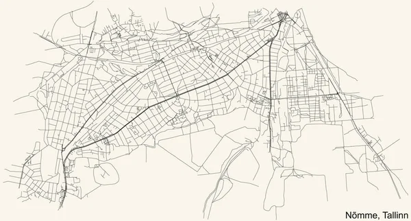 Detailed Navigation Urban Street Roads Map Vintage Beige Background Tallinner — Stock Vector