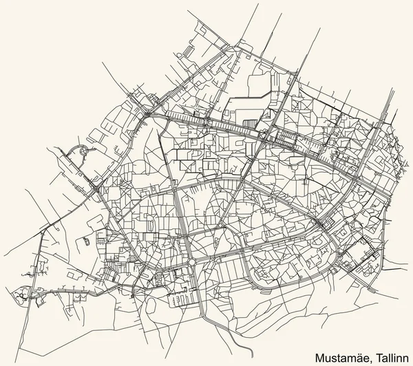 Navegação Detalhada Mapa Das Estradas Urbanas Rua Fundo Bege Vintage — Vetor de Stock