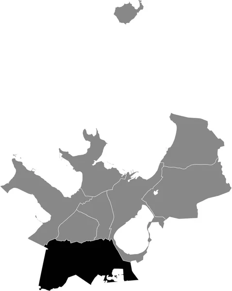 Mapa Ubicación Negro Del Distrito Tallinner Nmme Dentro Distritos Urbanos — Vector de stock