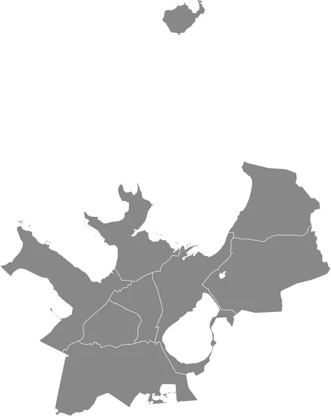 Einfache Leere Graue Vektorkarte Mit Weißen Rändern Der Stadtbezirke Von — Stockvektor