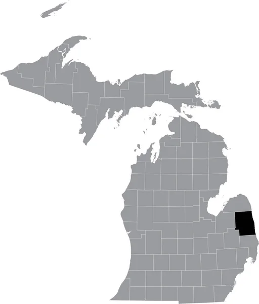 Карта Местонахождения Округа Санилак Серой Карте Федерального Штата Мичиган Сша — стоковый вектор