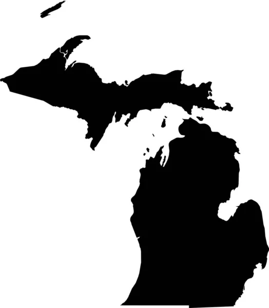 Jednoduchá Černá Vektorová Mapa Federálního Státu Michigan Usa — Stockový vektor