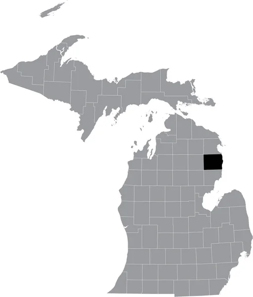 アメリカ合衆国ミシガン州の灰色の地図の中のアルコナ郡の黒いハイライトされた場所 — ストックベクタ