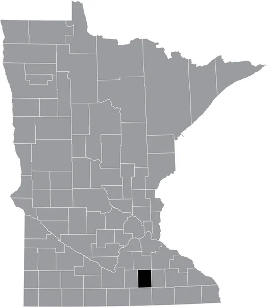 ミネソタ州の灰色の地図の中のスティール郡の黒いハイライトされた場所 — ストックベクタ