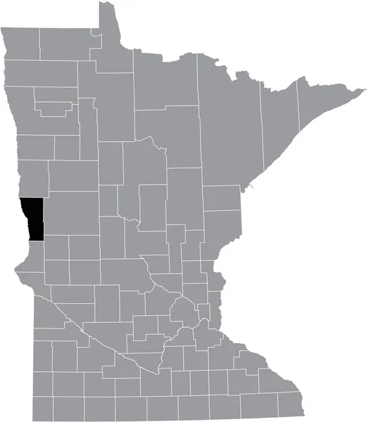 美国明尼苏达州怀尔金县灰色地图内的黑色醒目位置图 — 图库矢量图片