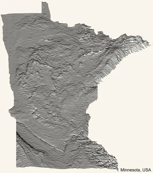 Mapa Topográfico Relevo Positivo Estado Federal Minnesota Eua Com Linhas —  Vetores de Stock