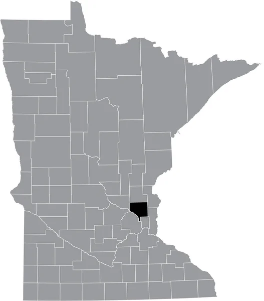 Abd Nin Minnesota Eyaletinin Gri Haritasında Anoka County Nin Siyah — Stok Vektör