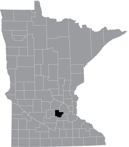 アメリカ合衆国ミネソタ州の灰色の地図の中のカーバー郡の黒いハイライトされた場所 — ストックベクタ
