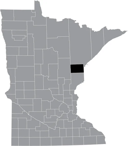 米国ミネソタ州の灰色の地図の中にあるカールトン郡の黒いハイライトされた場所 — ストックベクタ