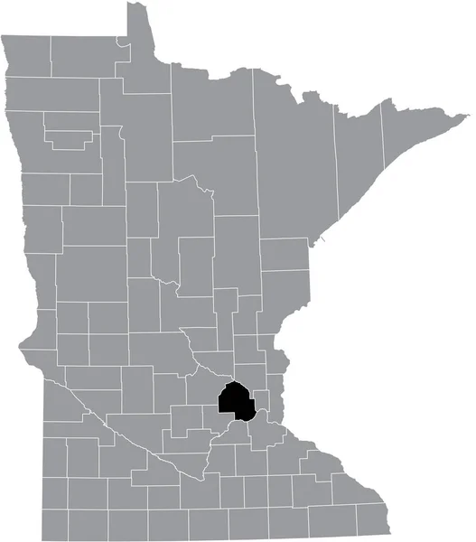 Abd Nin Minnesota Eyaletinin Gri Haritasında Hennepin County Nin Siyah — Stok Vektör