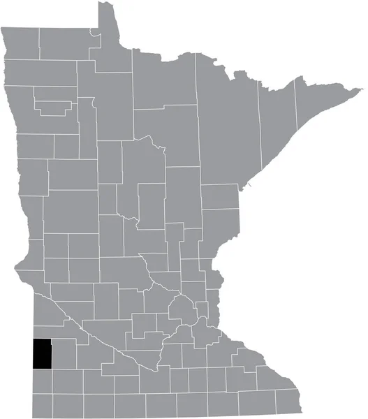 Abd Nin Minnesota Eyaletinin Gri Haritasında Lincoln County Nin Siyah — Stok Vektör