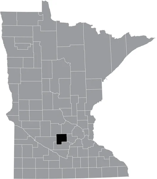 美国明尼苏达州Mcleod县灰色地图内的黑色醒目位置图 — 图库矢量图片
