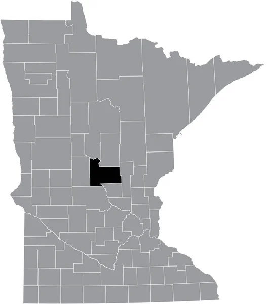 アメリカ合衆国ミネソタ州の灰色の地図の中のモリソン郡の黒いハイライトされた場所 — ストックベクタ