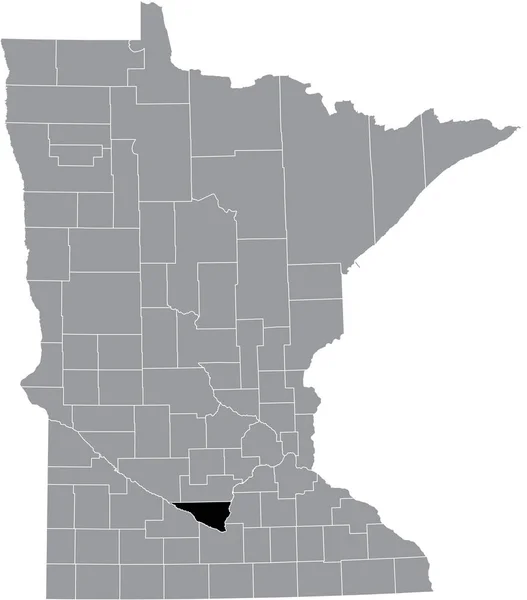 Czarna Zaznaczona Mapa Hrabstwa Nicollet Wewnątrz Szarej Mapy Kraju Związkowego — Wektor stockowy