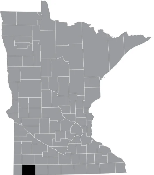 美国明尼苏达州北部贵族县灰色地图内的黑色醒目位置图 — 图库矢量图片