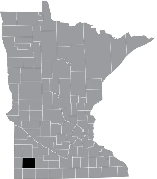 Abd Nin Minnesota Eyaletinin Gri Haritasında Murray County Nin Siyah — Stok Vektör